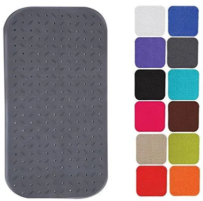 Image de MSV Premium Tapis de douche Tapis de bain Tapis de baignoire Tapis de baignoire antibactérien antidérapant avec ventouses - gris - odeur de rose - env. 36 x 76 cm - lavable à 60° degrés