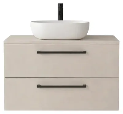 Produktbild von Waschtisch mit Unterschrank ONE 2 große Schubladen Kaschmir 80x50x46 hängend Badmöbel Badezimmer Badezimmermöbel Waschbeckenschrank
