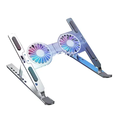 Produktbild von Laptop Ständer Höhenverstellbar mit RGB Lüfter, Faltbarer Stand aus Aluminiumlegierung, Notebookständer Halterung Kompatibel mit MacBook, Laptop 17“