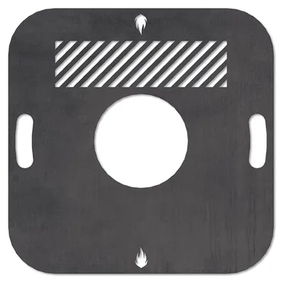 Produktbild von Feuerplatte Grillplatte mit integriertem Rost quadratisch 57 x 57 cm Design 2