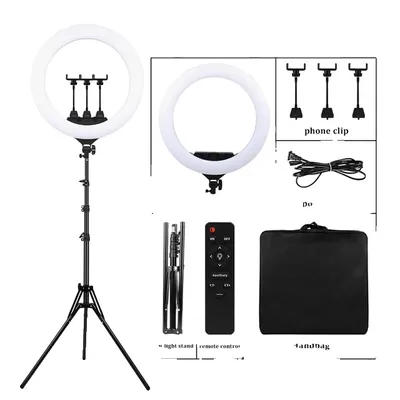 Image de Anneaux lumineux à LED, température de couleur réglable, luminosité réglable, kit d'éclairage 22 pouces