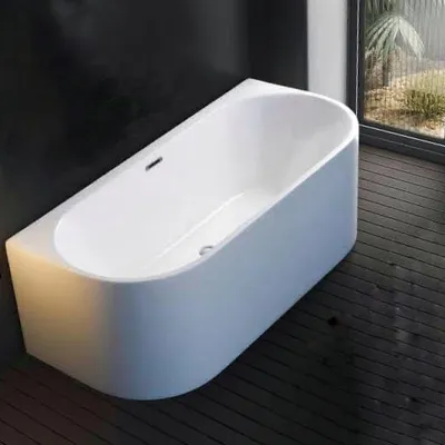 Produktbild von Freistehende D Form Badewanne 170x83 Vorwand Badewanne aus hochwertigem Sanitär Acryl extra Verstärkt und UV Beständig