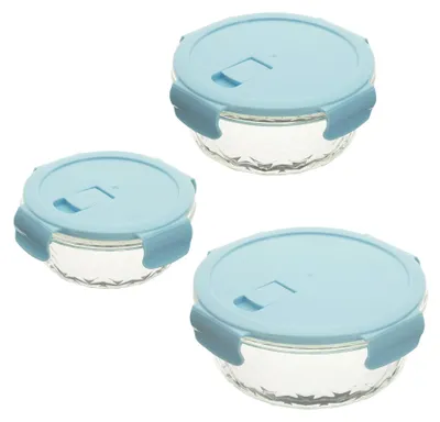 Produktbild von Vorratsdosen Glas 3er Set mit Deckel Vakuum Borosilikatglas 400–950 ml