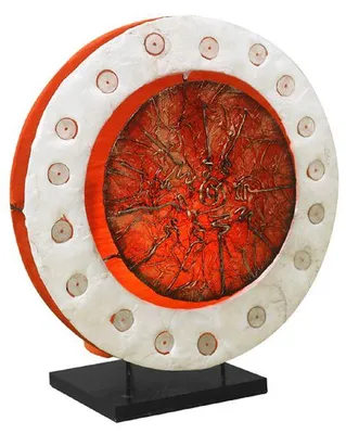 Produktbild von Tischlampe Capiz Metall rund Orange 30 cm