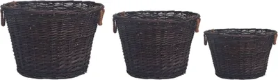 Produktbild von vidaXL 3-tlg. Brennholzkorb-Set Stapelbar Dunkelbraun Weide