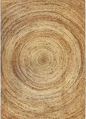 Produktbild von Teppich Jute handgewebt rundes Muster Natur 160x230