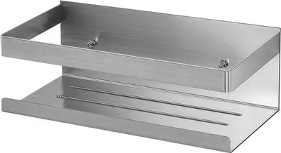 Image de Étagère de douche en acier inoxydable pour salle de bain, à fixation murale sans perçage - Rangement pour salle de bain et cuisine - 23 x 10 x 8 cm - Argent