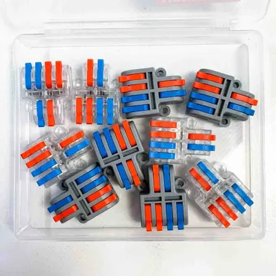 Produktbild von Verbindungsklemme Steckklemmen Kabelverbinder 250V 32A Kompakt 4mm² Leiter Elektrische Anschlussblöcke 2 In 4 Out für DIY 10 Stück