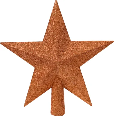 Produktbild von Christbaumspitze Stern mit Glitzer 19cm Kunststoff - Warmorange