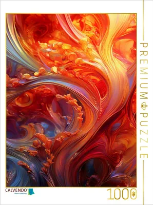 Produktbild von CALVENDO Puzzle Organische Formen aus Glas in roten Wellen | 1000 Teile Lege-Größe 64x48cm Foto-Puzzle für glückliche Stunden