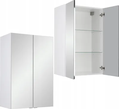 Zdjęcie produktu dla Szafka Łazienkowa z Lustrem Wisząca 60x90x35 cm Biała MDF Półki Cichy Domyk