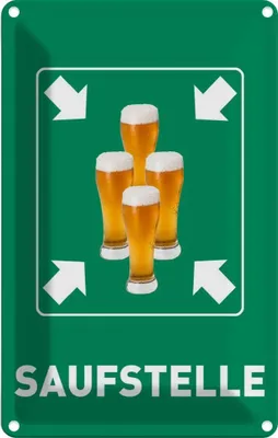 Produktbild von vianmo Blechschild 30x20 cm Alkohol Saufstelle Biergläser Bier Spruch Zitat