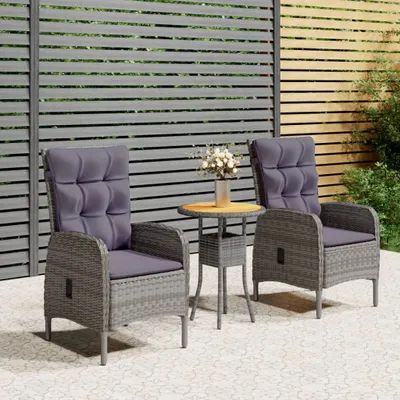 Obrázek produktu pro The Living Store 3-tlg. Garten-Bistro-Set Poly Rattan Grau