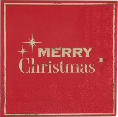 Produktbild von 800 Servietten Weihnachten rot gold Merry Christmas