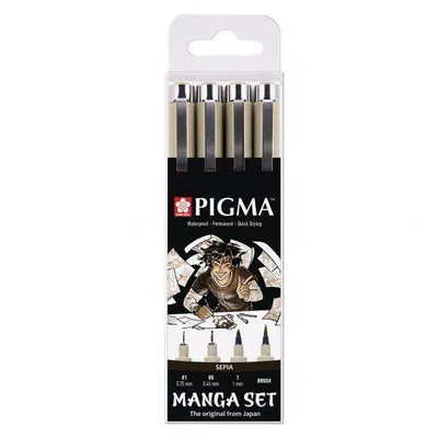 Obrázok produktu pre Sakura Pigma, Sépia, Čierna, Tenký hrot, Kolo, Blistr, 4 kusov