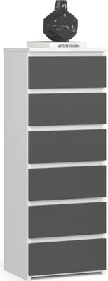 Immagine prodotto di Comò CL6 40 cm bianco e grigio grafite con 6 cassetti per camera da letto e cameretta