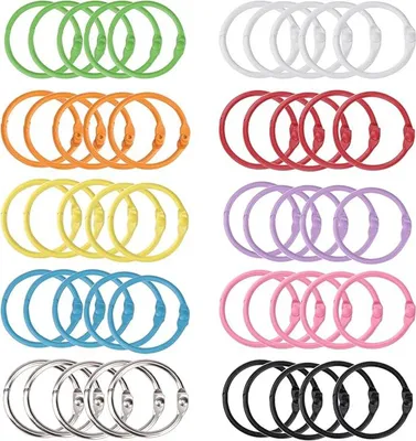 Produktbild von Buchringe 50 Stück Buchbinderinge Metall Bunt Loseblatt Verbinder Binder Ringe,30mm Schlüsselringe Ring Binder für Scrapbook Fotoalbum Büro, Schule oder Zuhause