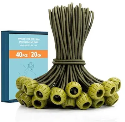 Produktbild von Spannbänder mit Ball, 40 Stück, 20 cm, Elastische Zurrgurte für Zelte, Planen und Banner