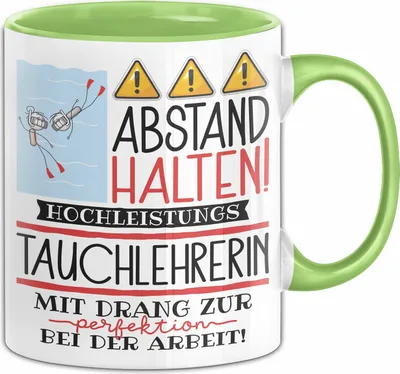 Produktbild von Tauchlehrerin Tasse Geschenk Lustig Abstand Halten Hochleistungs-Tauchlehrerin Mit Drang Zur Perfektion Bei Der Arbeit (Grün)