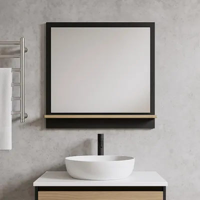 Immagine prodotto di Specchio da bagno Adam 60 cm - Bianco e nero - Specchio da bagno con mensola