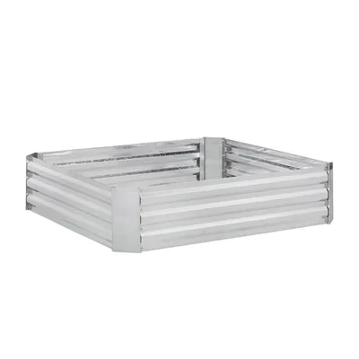 Zdjęcie produktu dla Podwyższona grządka Relaxdays, metal ocynkowany, do kwiatów, roślin i warzyw, wys. x szer. x gł.: 30 x 120 x 90 cm, prostokątna grządka, kolor srebrny