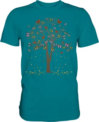 Produktbild von Frauen Schmetterlinge Baum T-Shirt – Diva Blue / 3XL