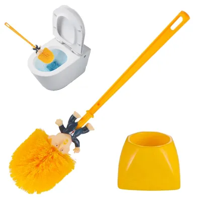 Produktbild von Trump-Toilettenbürste mit Halterung, lustige Toilettenbürste, Trump-Toilettenbürste, lustige Toilettenbürste, Toilettenbürste aus Kunststoff, Toilettenbürste zur Badreinigung