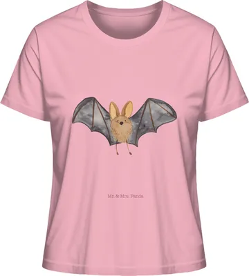 Produktbild von Mr. & Mrs. Panda Frauen T-Shirt Fledermaus Flügel Größe M - Baumwolle Pink - Geschenk, Basic Shirt Damen, Oberteil, Baumwoll, Lustige Sprüche