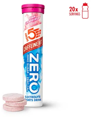 Produktbild von HIGH5 ZERO Caffeine Hit Pink Grapefruit Elektrolyt Brausetabletten mit Koffein, zuckerfrei, 20 Tabletten