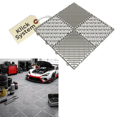 Produktbild von Klickfliesen 10 Stück Set Bodenplatte Kunststoff Garage Drainagematte Garagenboden Klickfliesen Werkstattboden Ineinandergreifende Fliesen Racing Industrieboden