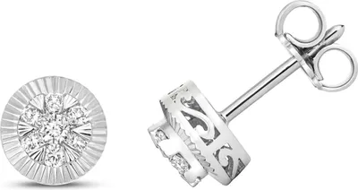 Produktbild von Wunderschöne 9 Karat (375) Weißgold Damen - Diamant Paar Ohrstecker Brillant-Schliff 0.25 Karat H - I1 I2 - 7mm*7mm; TRS353719KW