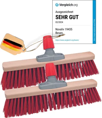 Produktbild von Novaliv 2x Strassenbesen 40 cm Besenkopf I Besen ohne Stiel I Elaston rot I Industriebesen Kehrbesen Gartenbesen Werkstattbesen Außenbesen