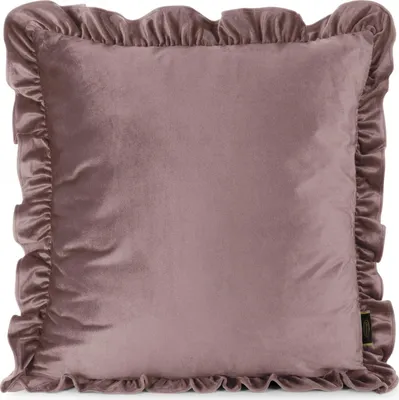 Obrázok produktu pre EUROFIRANY | Obliečka na vankúš - 45 x 45 cm - púdrovo ružová dekoratívna obliečka na vankúš s volánom - moderná