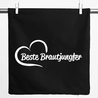 Produktbild von Huuraa Kissenbezug Beste Brautjungfer Herz 40x40cm Black Baumwolle Dekokissenbezug Geschenkidee