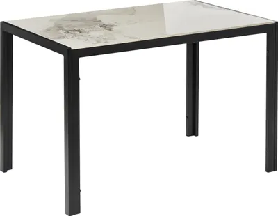 Zdjęcie produktu dla BELIANI Stół jadalniany biały z czarnym ceramiczny blat z metalem 120 x 70 cm nowoczesny design