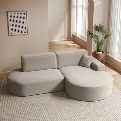 Produktbild von Kaiser Möbel Ecksofa Modena Pro mit Schlaffunktion und Bettkasten stoff Salvador - HELLBEIGE RECHTS