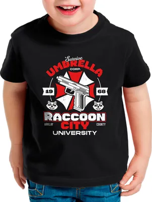 Produktbild von A.N.T. Raccoon University Kinder T-Shirt umbrella corp virus zombie biohazard survival horror