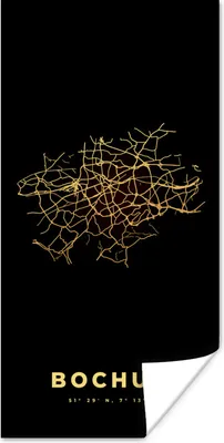 Produktbild von MuchoWow® Poster Gold - Bochum - Karte - Stadtplan 60x120 cm - Wandschmuck