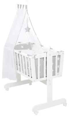 Produktbild von roba Komplettwiegenset, 'Little Stars' (40x90cm), weiß, Feststellfunktion, inkl. Zubehör