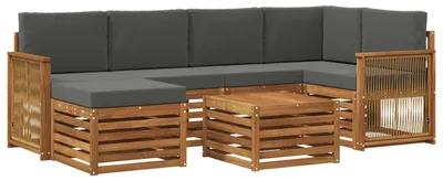 Image de Ensemble canapé d'angle vidaXL avec coussins (6 pièces), couleur nature et anthracite
