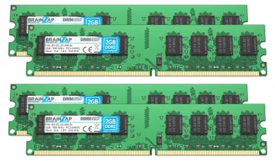 Produktbild von BRAINZAP 8GB DDR2 RAM DIMM PC2-6400U 2Rx8 800 MHz 1.8V CL6 Computer PC Arbeitsspeicher (4x 2GB)