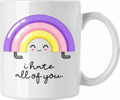 Produktbild von Trendation - I Hate All Of You Tasse Lustiger Spruch Ich Hasse Euch Alle Menschen Humor Fun Witziger Spruch Frauen (Weiß)