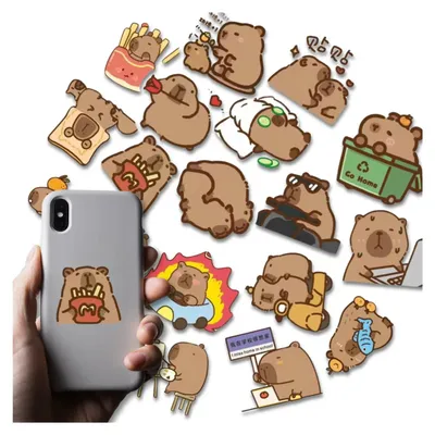 Produktbild von EDIBAZZAR | Capybara-Aufkleber, 70 Stück, bunt, Cartoon, DIY für Kinder