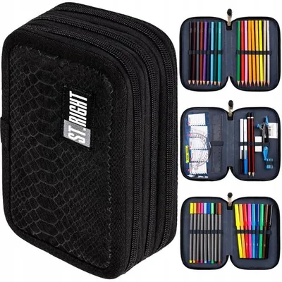 Produktbild von ST.RIGHT SNAKE SKIN Dreifaches Federmäppchen mit Zubehör Shiny Snake