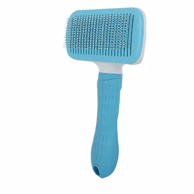 Produktbild von Heikoeco® Pflegebürste für Hunde & Katzen, Schonendes Perlendesign, Edelstahlborsten, Einfach zu Reinigen, Fördert Glanz & Durchblutung, blau