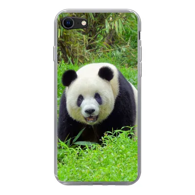 Produktbild von MuchoWow® Handyhülle Schutzhülle Hülle für iPhone 7 Panda - Gras - Tier Silikon Softcase Handy Hülle - Kartenhalter