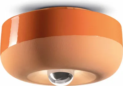 Produktbild von Deckenlampe Keramik E27 D: 27 cm rund Orange Retro Design Keramikleuchte