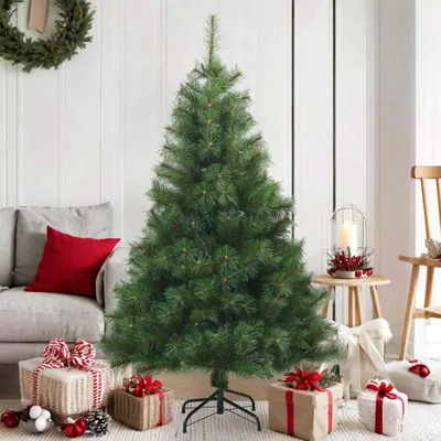 Image de Maison Exclusive - Sapin de Noël artificiel pliable vert 150 cm PVC, acier