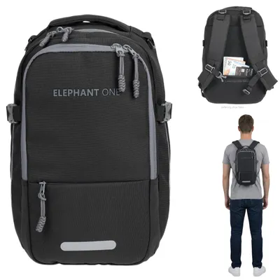 Produktbild von Rucksack Handgepäck klein Flugzeug Reiserucksack Herren Laptoprucksack Ryanair Wizz 40x25x20 cm Travel Elephant Fly small ECO 13131 Schwarz Grau +Gurt