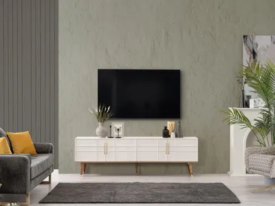Immagine prodotto di Mobile TV basso Credenza Moderna Mobile RTV Soggiorno Legno Bianco
